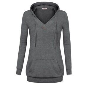 Gray Women's Sweater with Button Detail